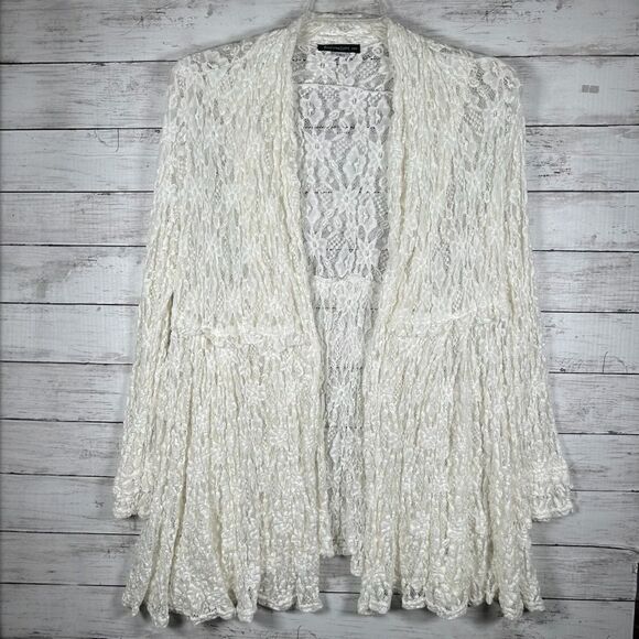 Surrealist USA Ivory Pucker Lace Bohemian Romantic Cottagecore Chic Jacket M/L - Picture 2 of 10